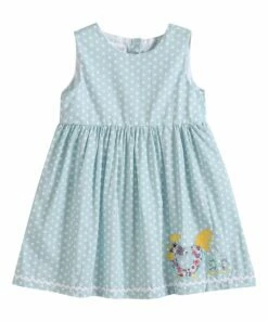 Wholesale 🤩 Lil Cactus Blue Polka Dot Floral Rooster Sleeveless 👗 Dress - Infant & 👧 Girls For Kids ⭐