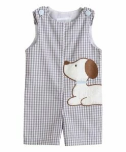 Best Sale 🥰 Lil Cactus Gray Gingham Puppy Romper - Infant & Toddler For Baby & Maternity 🥰