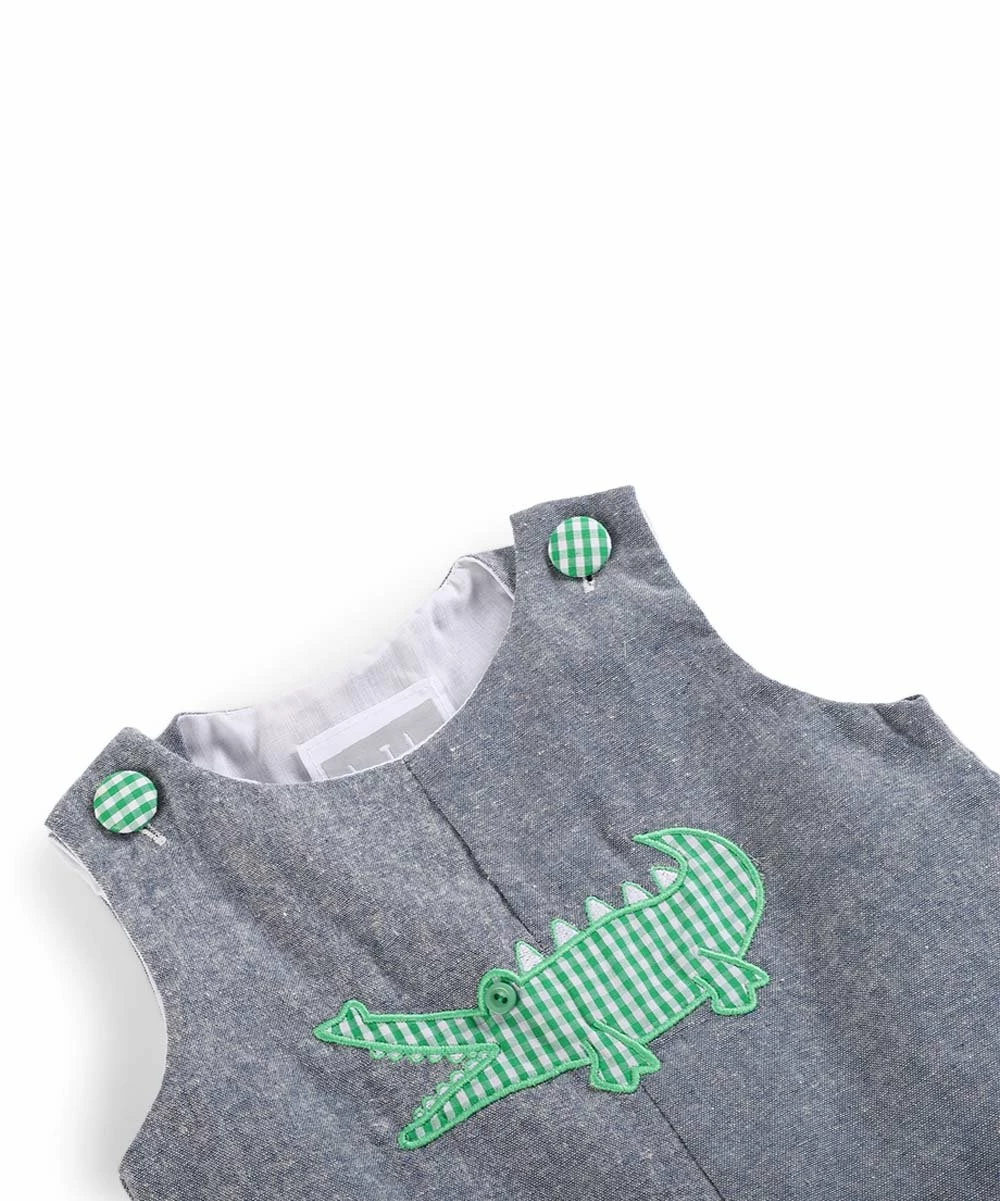 Outlet 💯 Lil Cactus Blue Alligator Sleeveless Romper - Infant & Toddler For Baby & Maternity 🤩 - Image 3