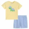 Best deal 🎁 Lil Cactus Yellow Turtle Tee & Blue Gingham Shorts - Boys For Kids 🎁