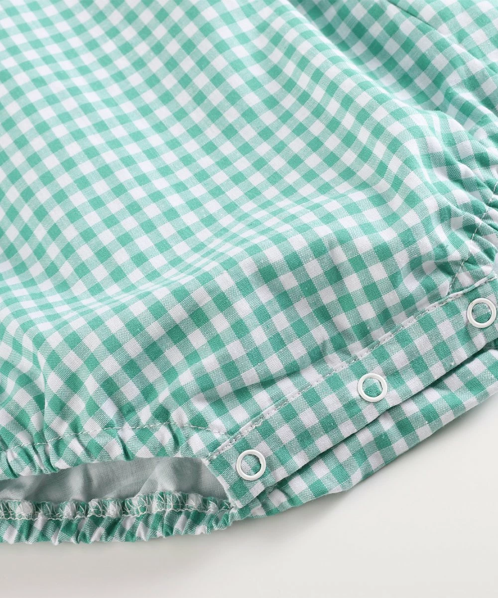 Promo ๐งจ Lil Cactus Green Gingham Watermelon Whale Flutter-Sleeve Romper - Toddler For Kids ๐ - Image 5