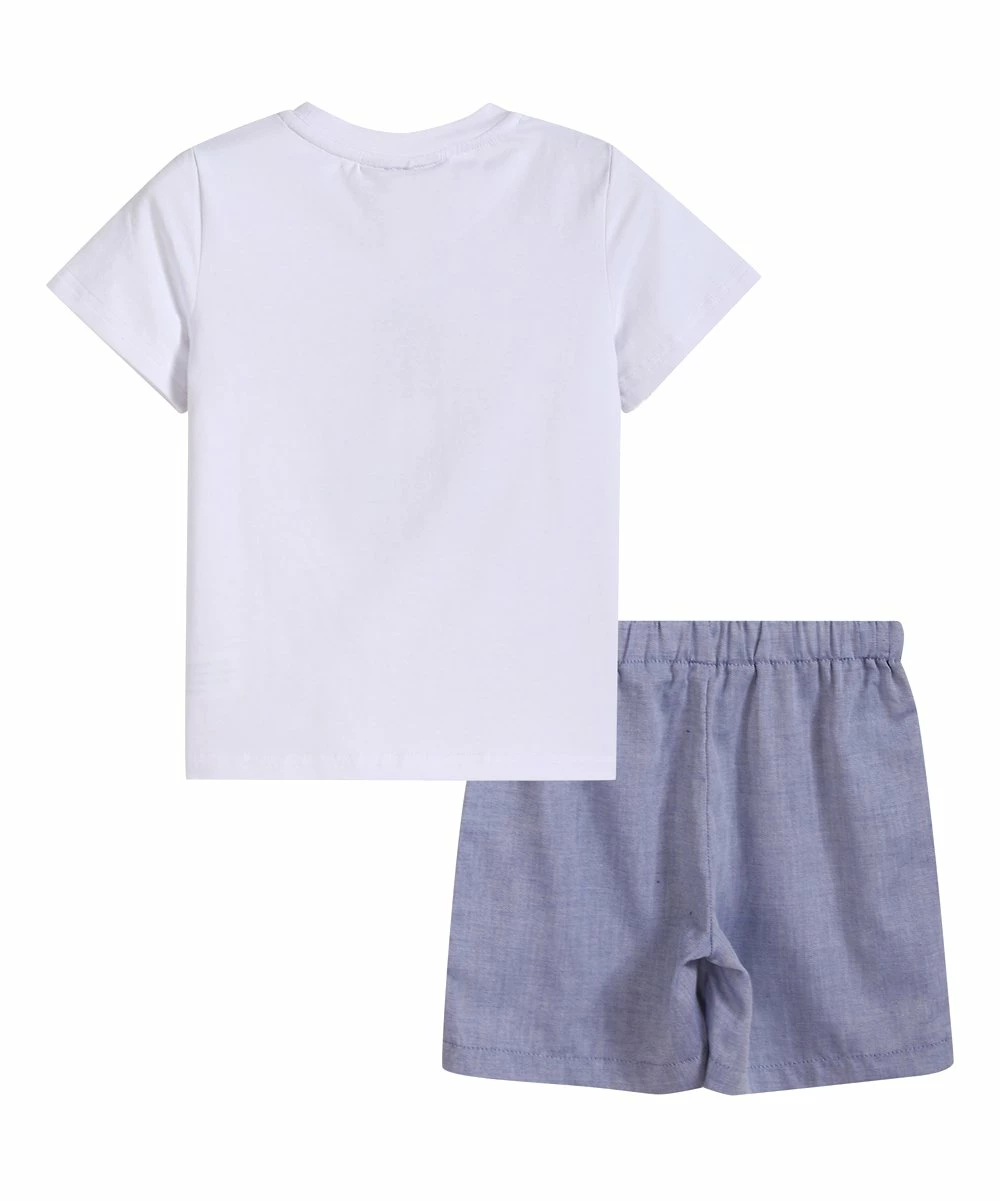 Buy 🔔 Lil Cactus White 'Read Write Learn' Tee & Blue Shorts - Infant & Boys For Kids 🤩 - Image 2