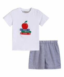 Buy 🔔 Lil Cactus White 'Read Write Learn' Tee & Blue Shorts - Infant & Boys For Kids 🤩