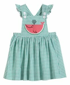Wholesale 🔥 Lil Cactus Green Gingham Watermelon Whale Flutter-Sleeve Jumper - Toddler & 👧 Girls For Kids 👍
