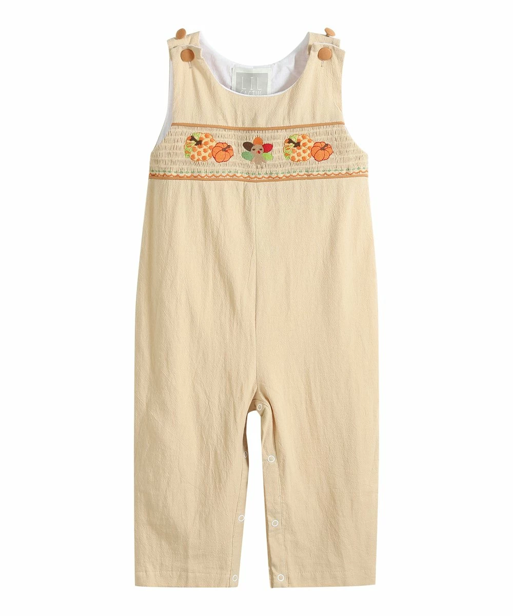 Budget ๐ฅฐ Lil Cactus Tan Pumpkin Smocked Button-Shoulder Overalls - Infant & Toddler For Baby & Maternity ๐ฅ