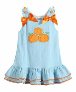 Best Pirce 🌟 Lil Cactus Blue Pumpkin Ruffle-Hem Sleeveless 👗 Dress - Infant, Toddler & 👧 Girls For Kids 👍