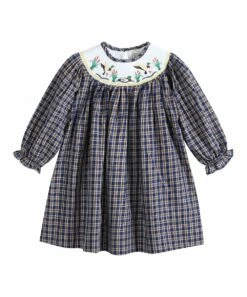 Outlet 😀 Lil Cactus Blue Plaid Mallard Smocked Long-Sleeve Bishop 👗 Dress - Infant, Toddler & 👧 Girls For Kids 🛒