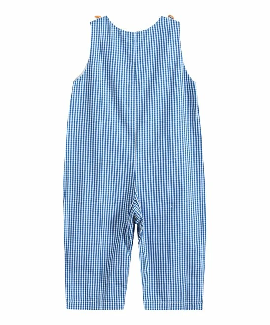 Best deal โ๏ธ Lil Cactus Blue Gingham ๐ Halloween 'Boo' Smocked Button-Shoulder Overalls - Infant For Baby & Maternity โญ - Image 2