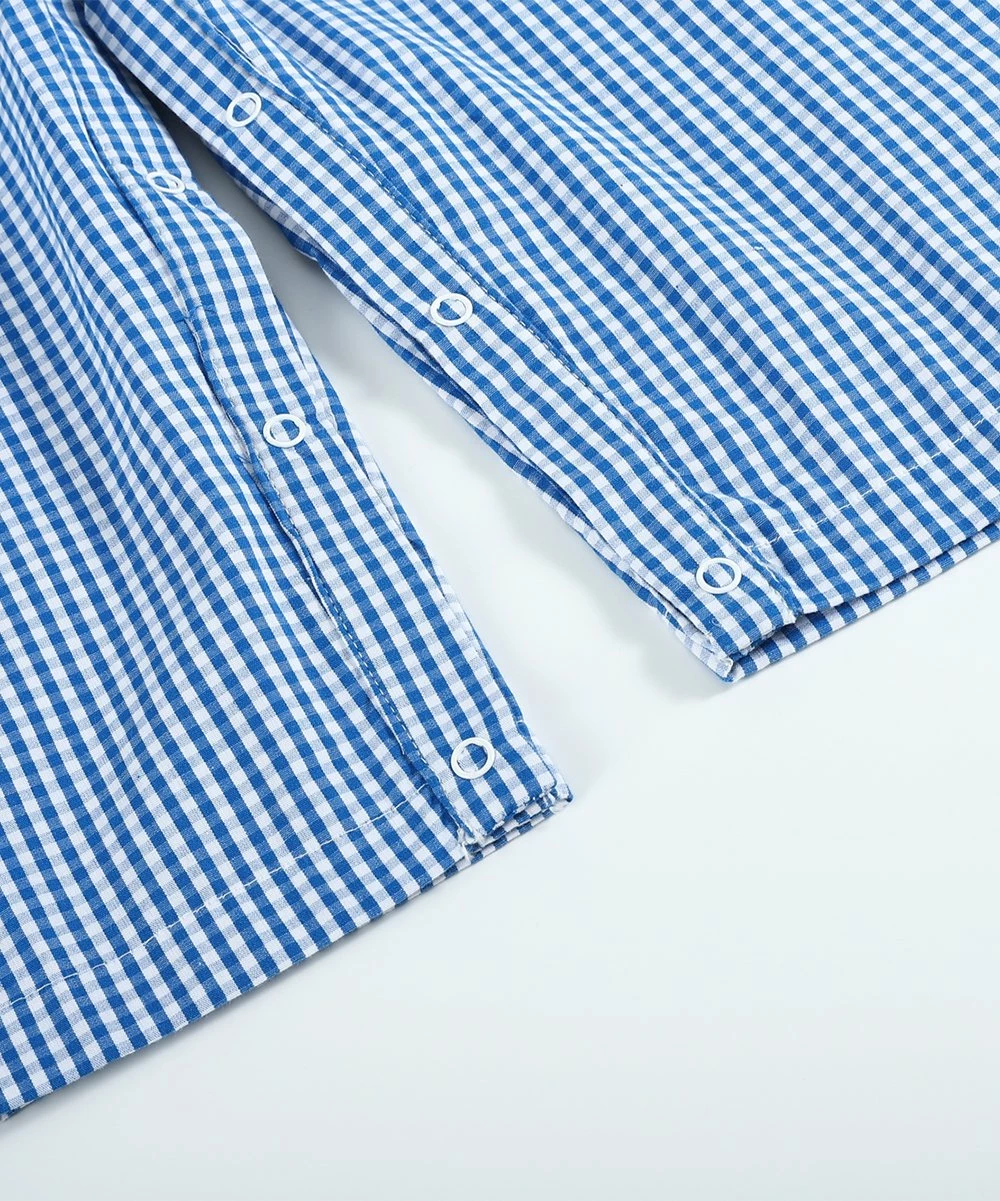 Best deal โ๏ธ Lil Cactus Blue Gingham ๐ Halloween 'Boo' Smocked Button-Shoulder Overalls - Infant For Baby & Maternity โญ - Image 4