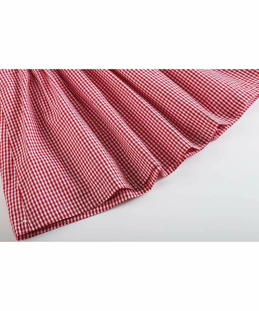 Top 10 ✔️ Lil Cactus Red Gingham Barn Appliqué Jumper 👗 Dress - Infant, Toddler & 👧 Girls For Kids ✨ - Image 2