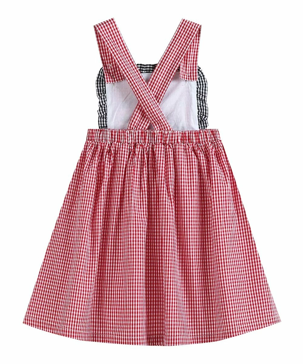 Top 10 ✔️ Lil Cactus Red Gingham Barn Appliqué Jumper 👗 Dress - Infant, Toddler & 👧 Girls For Kids ✨ - Image 4