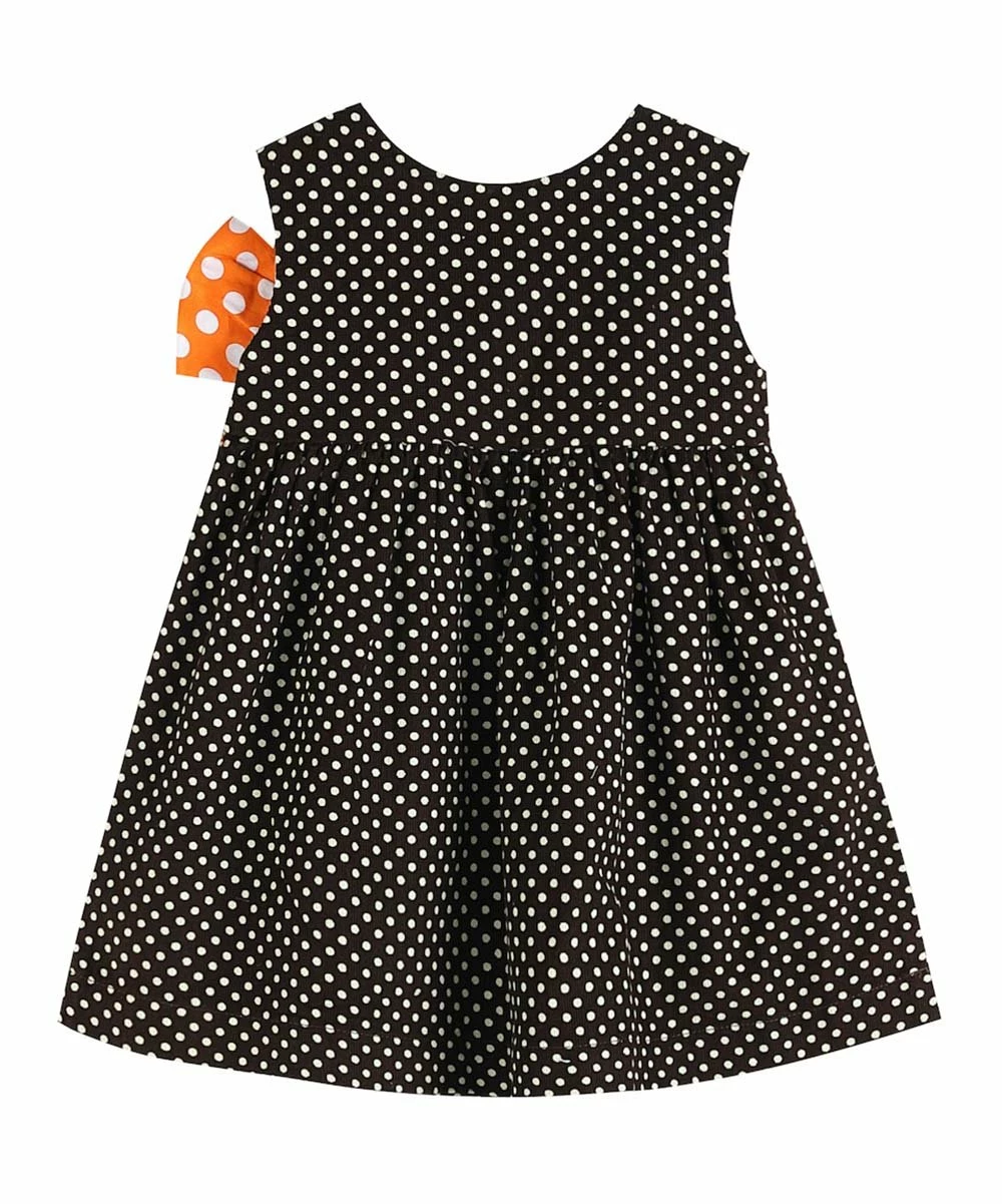 Cheapest ๐คฉ Lil Cactus Dark Brown & Orange Polka Dot Turkey A-Line ๐ Dress - Infant, Toddler & ๐ง Girls For Kids ๐ - Image 2