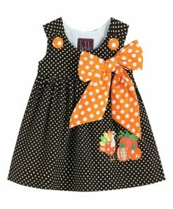 Cheapest 🤩 Lil Cactus Dark Brown & Orange Polka Dot Turkey A-Line 👗 Dress - Infant, Toddler & 👧 Girls For Kids 😉