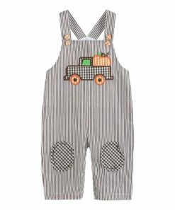 Brand new 👍 Lil Cactus Dark Brown & White Stripe Pumpkin Truck Overalls - Infant & Toddler For Baby & Maternity ⭐