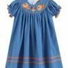 Promo 😍 Lil Cactus Royal Blue Pumpkin Smocked Bishop 👗 Dress - Infant For Baby & Maternity 🔥