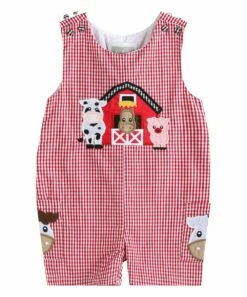 Best Pirce 🥰 Lil Cactus Red Gingham Barn Overalls - Infant & Toddler For Kids 😍
