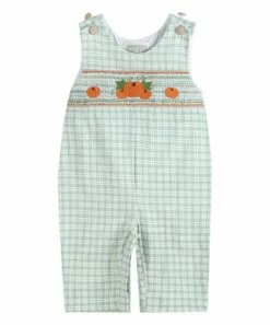 Budget ⌛ Lil Cactus Soft Green Plaid Pumpkin Smocked Overalls - Infant & Toddler For Baby & Maternity 🥰