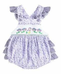 Coupon 👏 Lil Cactus Purple Heart Embroidered Mermaid Bubble Romper - Infant & Toddler For Kids 💯