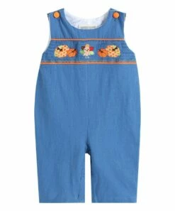 Promo ✨ Lil Cactus Royal Blue Pumpkin Smocked Overalls - Infant For Baby & Maternity ✔️