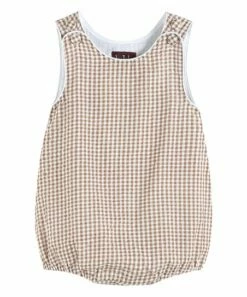 Outlet 🤩 Lil Cactus Brown Gingham Basic Bubble Romper - Infant & Toddler For Baby & Maternity 🔔