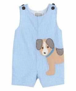 Wholesale 🥰 Lil Cactus Blue Gingham Puppy Shortalls - Infant & Toddler For Baby & Maternity 🎉