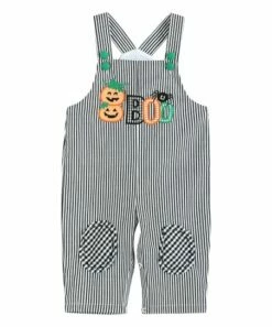Outlet 🔥 Lil Cactus Black Stripe Pumpkin 'Boo' Overalls - Infant For Baby & Maternity 👏