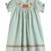 Best deal ❤️ Lil Cactus Soft Green Plaid Pumpkin Smocked Bishop 👗 Dress - Infant For Kids 😍