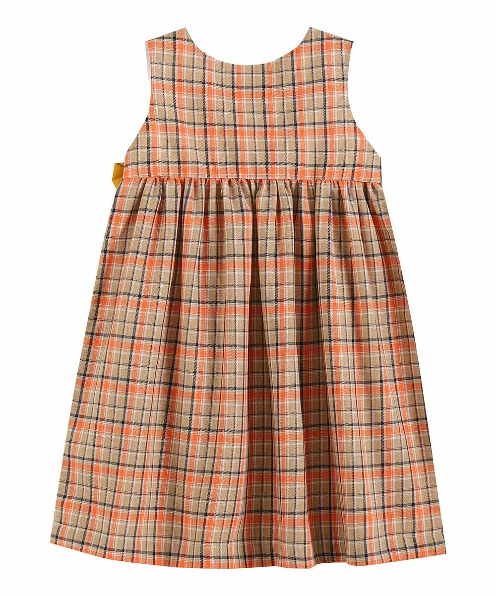 Best deal 🌟 Lil Cactus Brown & Mustard Plaid Turkey Bow Corduroy 👗 Dress - Infant For Baby & Maternity 🎁 - Image 4