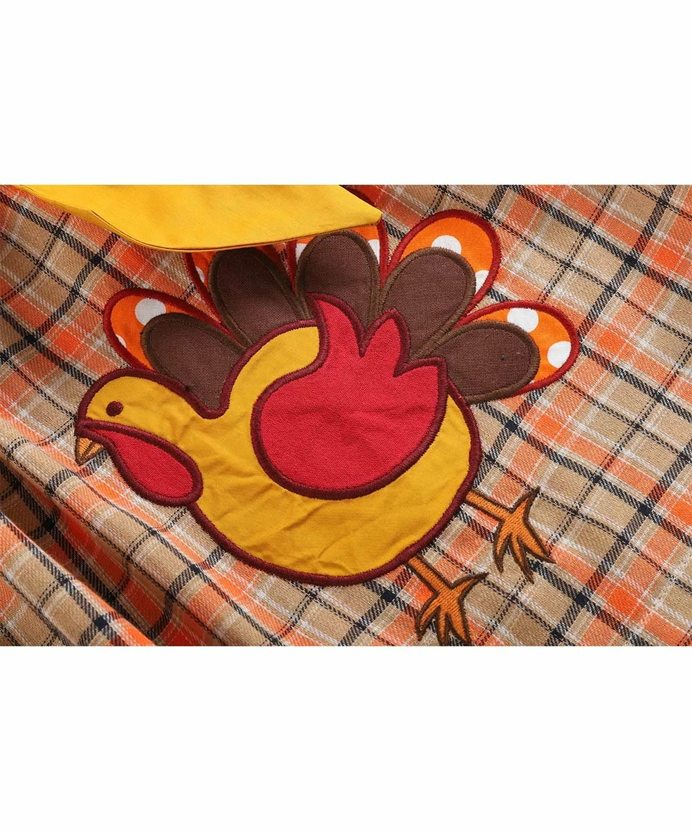 Best deal 🌟 Lil Cactus Brown & Mustard Plaid Turkey Bow Corduroy 👗 Dress - Infant For Baby & Maternity 🎁 - Image 5