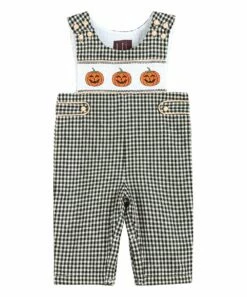 New โจ Lil Cactus Black Gingham Pumpkin Smocked Overalls - Infant For Baby & Maternity โ