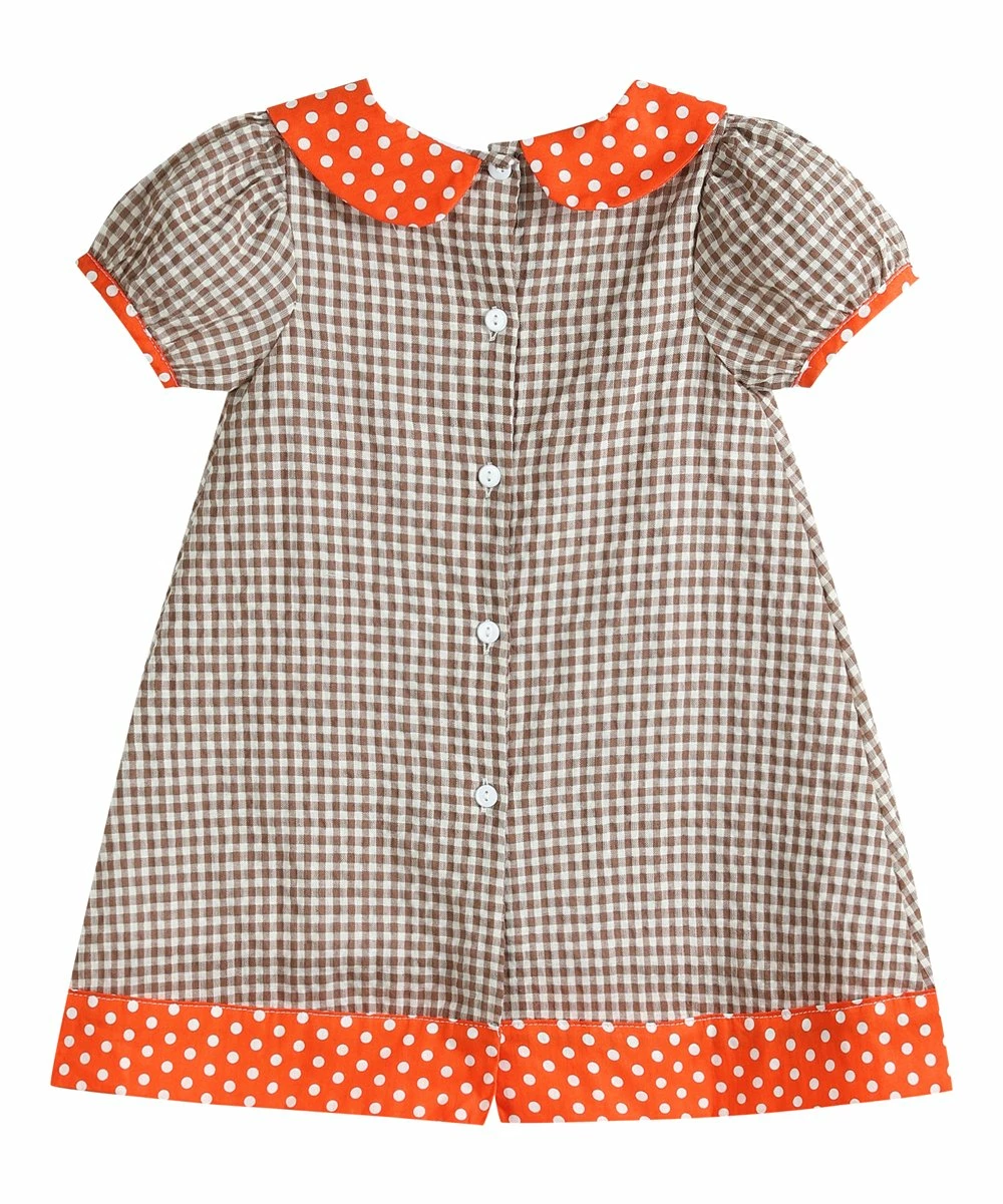 Cheapest π€© Lil Cactus Sand Gingham & Orange Pumpkin Double-Pocket A-Line π Dress - Infant For Baby & Maternity π - Image 2