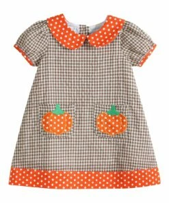 Cheapest 🤩 Lil Cactus Sand Gingham & Orange Pumpkin Double-Pocket A-Line 👗 Dress - Infant For Baby & Maternity 👏