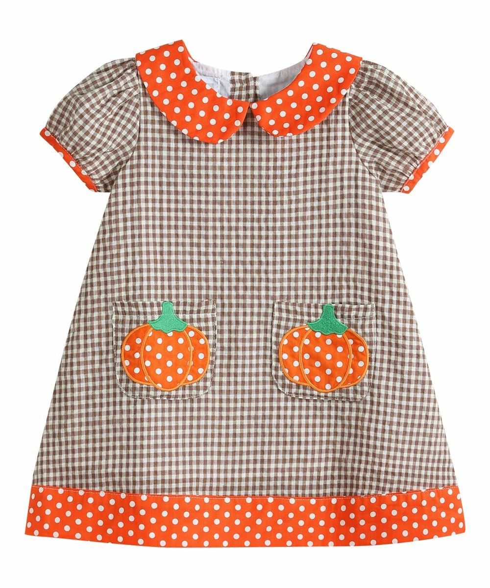 Cheapest π€© Lil Cactus Sand Gingham & Orange Pumpkin Double-Pocket A-Line π Dress - Infant For Baby & Maternity π