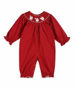 Cheap 🎉 Lil Cactus Red Santa Smocked Long-Sleeve Playsuit - Infant & Toddler For Kids 🔔