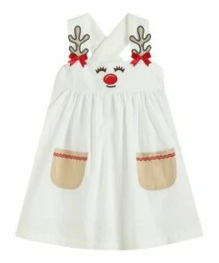 Best Pirce ⌛ Lil Cactus White Reindeer Pocket Jumper - Infant & Toddler For Kids 🎉