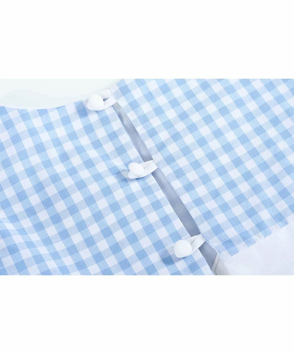 Buy 😍 Lil Cactus Light Blue Gingham Bow-Accent Angel-Sleeve 👗 Dress - Infant, Toddler & 👧 Girls For Kids ✨ - Image 5