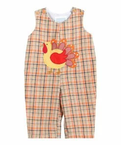 New โจ Lil Cactus Orange Plaid Turkey Overalls - Infant & Toddler For Baby & Maternity ๐