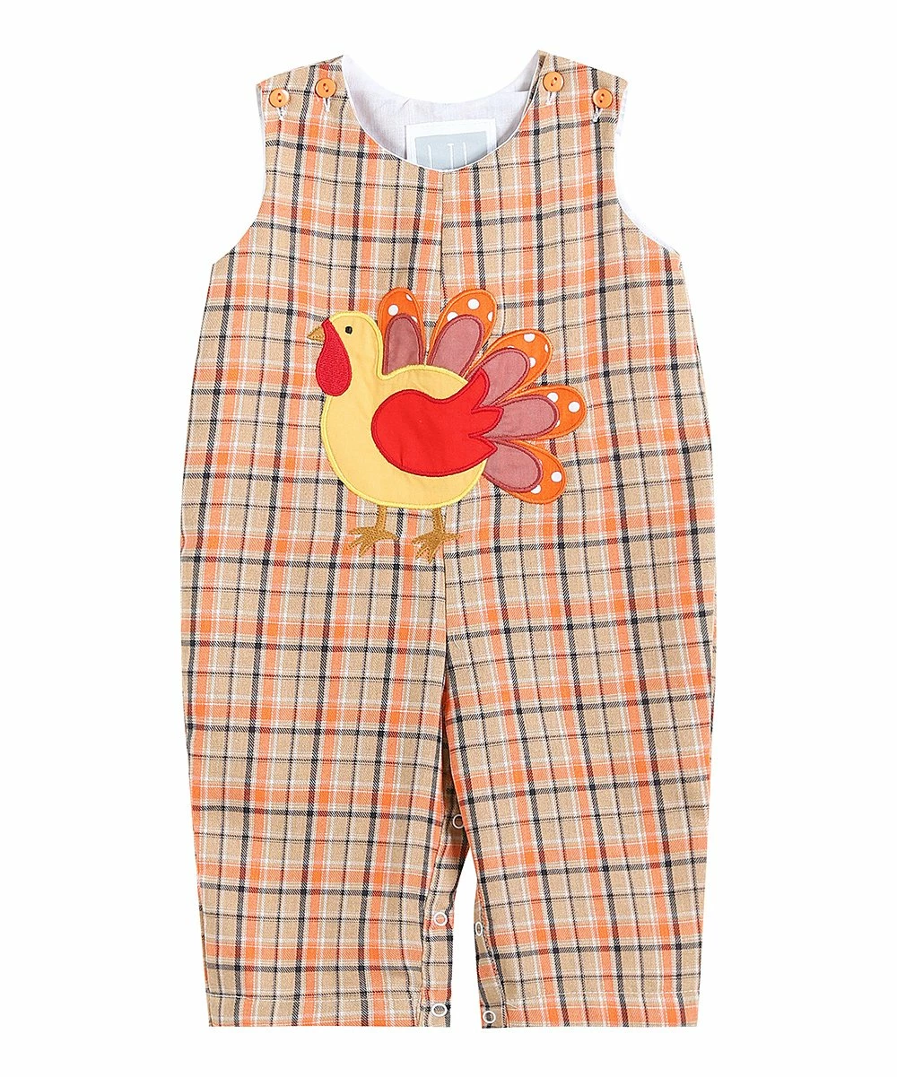 New โจ Lil Cactus Orange Plaid Turkey Overalls - Infant & Toddler For Baby & Maternity ๐