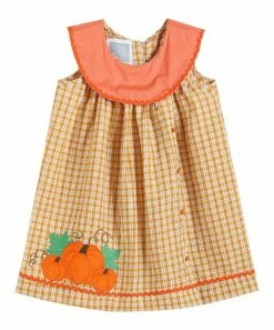 Best deal 🌟 Lil Cactus Orange Plaid Pumpkin Yoke 👗 Dress - Infant, Toddler & 👧 Girls For Kids ⭐
