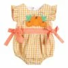 Brand new 👍 Lil Cactus Orange Plaid Pumpkin Ruffle & Bow Bubble Bodysuit - Infant & Toddler For Kids 🧨