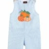 Best Pirce 💯 Lil Cactus Blue Seersucker Pumpkin Shortalls - Infant & Toddler For Baby & Maternity 🛒