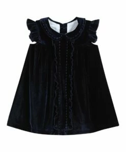 Brand new 🤩 Lil Cactus Navy Blue Velour Angel-Sleeve 👗 Dress - Infant, Toddler & 👧 Girls For Kids 🌟