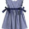 Best reviews of ⭐ Lil Cactus Royal Blue Gingham Bow-Accent Angel-Sleeve 👗 Dress - Infant, Toddler & 👧 Girls For Kids 🥰