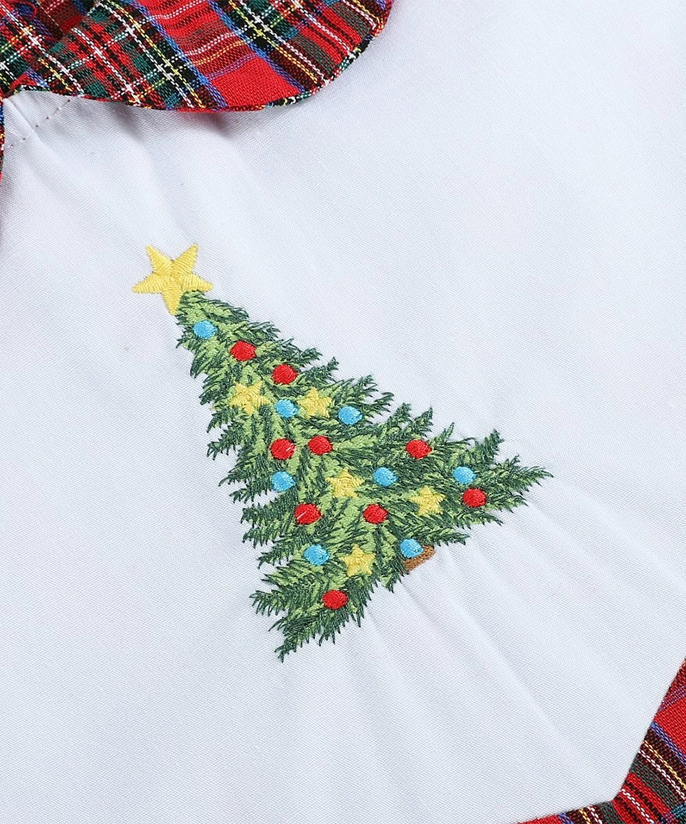 Outlet ⌛ Lil Cactus Red Multicolor Plaid 🔔 Christmas Tree Romper - Infant & Toddler For Kids 👏 - Image 3