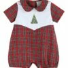 Outlet ⌛ Lil Cactus Red Multicolor Plaid 🔔 Christmas Tree Romper - Infant & Toddler For Kids 👏