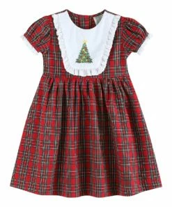 Flash Sale 👍 Lil Cactus Red Multicolor Plaid 🎁 Christmas Tree Yoke A-Line 👗 Dress - Infant For Baby & Maternity 🔔