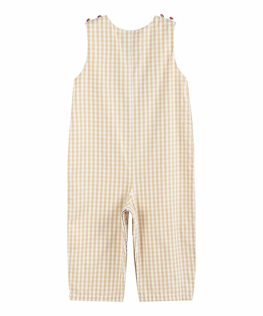 Promo ๐ Lil Cactus Tan Multicolor Gingham Reindeer Overalls - Infant & Toddler For Baby & Maternity โญ - Image 2