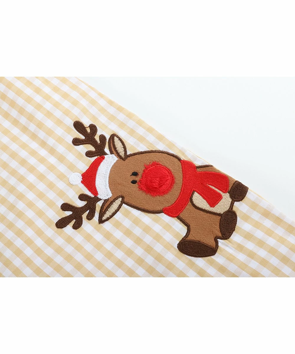 Promo ๐ Lil Cactus Tan Multicolor Gingham Reindeer Overalls - Infant & Toddler For Baby & Maternity โญ - Image 4