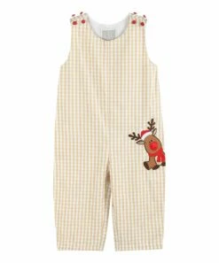 Promo 🎁 Lil Cactus Tan Multicolor Gingham Reindeer Overalls - Infant & Toddler For Baby & Maternity ⭐