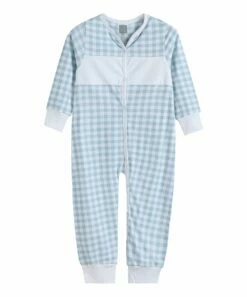 Coupon 😉 Lil Cactus Light Blue & White Gingham Ruffle-Flap Pajamas - Toddler For Kids 😍